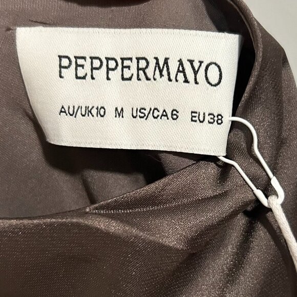 Peppermayo Satin Maxi Dress in Bronze Color Size S - Picture 10 of 14